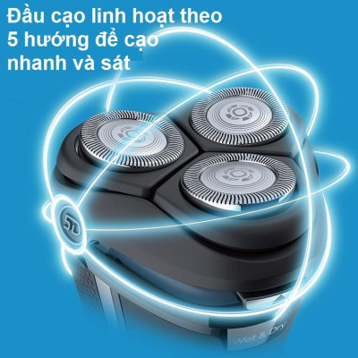 Máy cạo râu khô và ướt 5D Pivot & Flex Heads Philips Norelco S3212 cao cấp - Hàng Chính Hãng