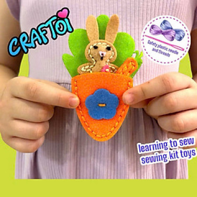KIM NHỰA Bộ Thủ Công Trẻ Tự Làm Thú Bông 5+ Bunny Babbitty Rabbitty Craftoi Felt Sewing DIY toy with safety needle