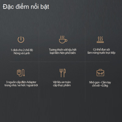 Máy pha cà phê cầm tay Espresso 3 trong 1 thương hiệu HiBREW cao cấp H4A công suất 80W, áp suất 60ml - Hàng chính hãng