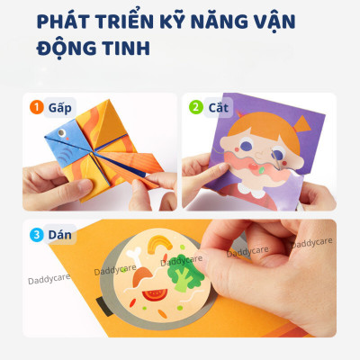 Bộ Đồ Chơi Cắt Giấy Tạo Hình Mideer 3 Cấp Độ, Giấy Thủ Công Cắt Dán Cho Bé( Tặng Kèm Kéo)