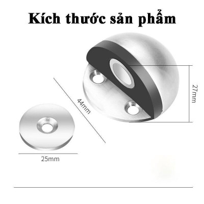 Chặn cửa bán nguyệt inox siêu hít nam châm chống va đập, ồn thông minh cho bé gắn sàn kèm miếng dán tường 3M, đồ ốc vít