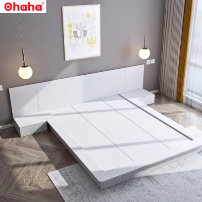 [Kèm Video thực tế & Miễn phí vận chuyển, lắp đặt] Giường ngủ bệt thông minh kiểu Nhật cao cấp có vách ốp đầu giường và đèn Led cảm ứng Ohaha - GB003