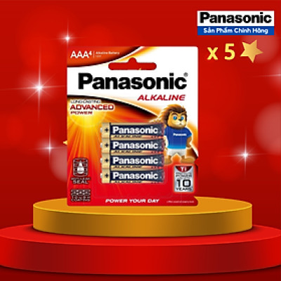5 Vỉ ( 20 Viên ) Pin AAA 1,5V Panasonic Alkaline LR03T Siêu Bền - Hàng chính hãng