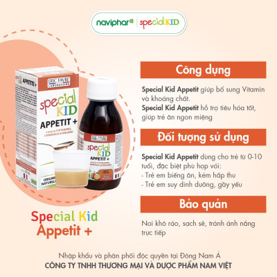 TPBVSK Special Kid Appetit+ Bổ sung các loại Vitamin và Khoáng chất - Hỗ trợ tiêu hóa tốt, giúp bé ăn ngon miệng (125ml)[Siro – Nhập khẩu Pháp]