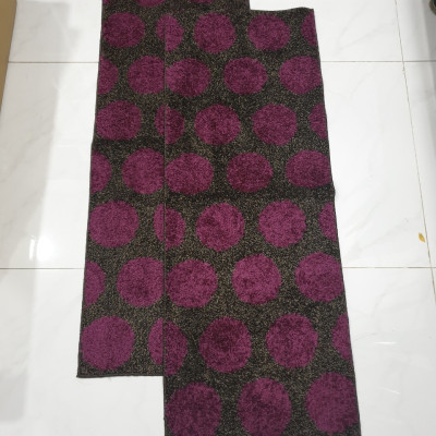 Bộ 2 thảm bếp chống trượt cao cấp kích thước 0.45mx1.2m- Màu nâu họa tiết tím bi - CONDOR