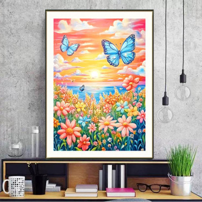 Tranh thêu kín Cúc hoạ mi nở rộ xw3130, kích thước 50 X 60 cm, 11CT THÊU 3 SỢI