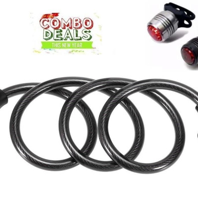 Khóa dây xe đạp 5 số dài 1.2m đổi được mã tặng đèn led hậu xe đạp