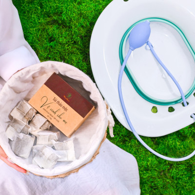 Bộ tái tạo, thơm tho cửa mình sau sinh Wonmom ( 1 Chậu xông cửa mình + 1 Hộp thảo mộc xông cô bé