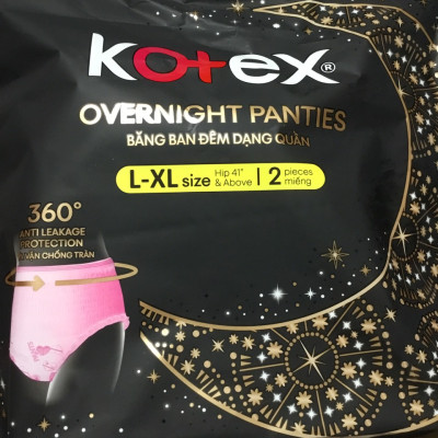 Combo 4 Gói Băng Vệ Sinh Kotex đêm dạng quần vừa vặn chống tràn 360 size  L-XL (2 miếng/gói)-HSD luôn mới