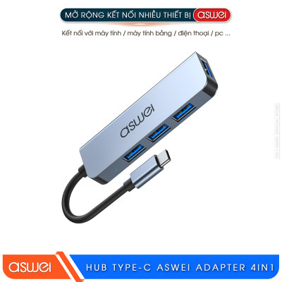 Hub Chuyển Đổi USB Type C ASWEI - 4 in 1, 5 in 1, 6 in 1, 7 in 1, 8 in 1 - HDMI, USB 3.0, PD, SD, TF, RJ45, Audio 3.5mm - Tốc Độ Cao, Hàng Chính Hãng