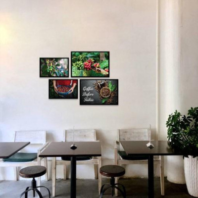 Bộ 4 tranh cho quán cà phê “Hạt cà phê” | Tranh cây cafe W4232