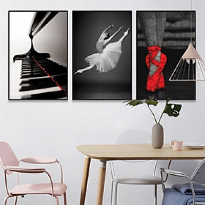 (ẢNH THẬT) Tranh treo tường âm nhạc và múa ba lê bộ 3 tấm trang trí decor kèm đinh