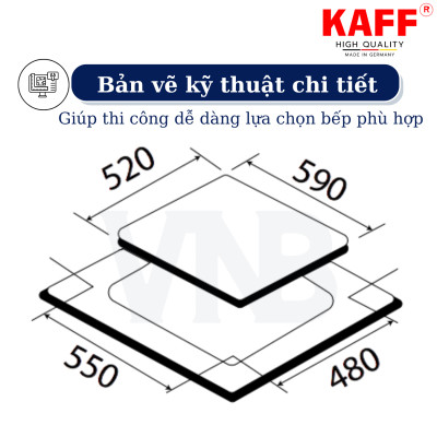 Bếp âm từ hồng ngoại 3 vùng nấu nhập khẩu Germany KAFF KF-S48QH Plus - Hàng Chính Hãng