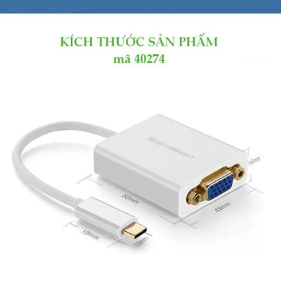 Ugreen UG4027440274TK 15CM màu Trắng Bộ chuyển đổi TYPE C sang VGA vỏ bọc nhựa ABS - HÀNG CHÍNH HÃNG
