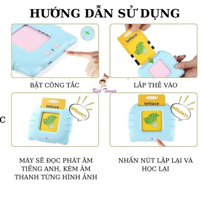 Máy đọc thẻ song ngữ Anh Việt, Máy đọc thẻ tiếng Anh loại 224 từ vựng 112 thẻ, Đồ chơi giáo dục sớm cho bé
