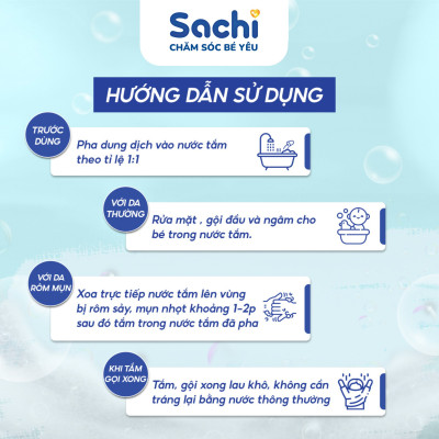 Nước Tắm Thảo Dược An Toàn Cho Bé Sachi Chai 500ml Làm Sạch, Phòng Ngừa Rôm Sảy Mảng Bám Da Đầu