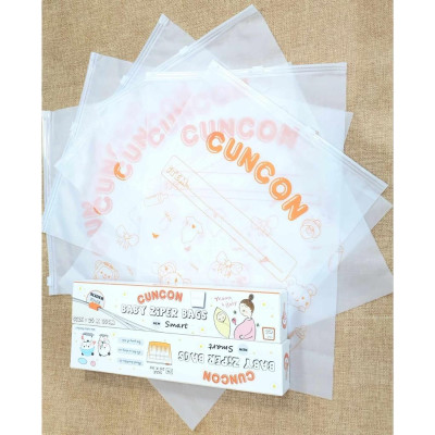 (25x35cm) Túi zip lụa mờ đựng đồ đi sinh khoá kéo đa năng - Hiệu Cún Con