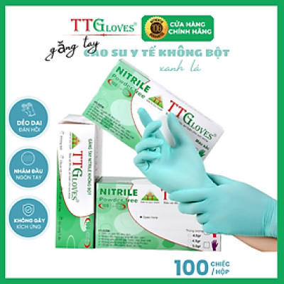 Găng Tay Y Tế Size S Màu Xanh Lá (100 Chiếc) _Không Bột Nitrile TTGLOVES