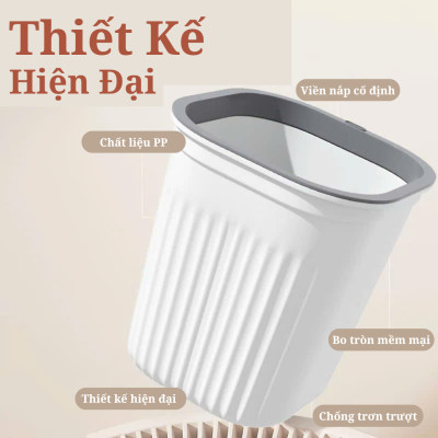 Thùng rác, thùng rác nhựa, chất liêu nhựa dẻo - Chịu lực tốt - Có vòng cố định túi rác - Thay túi rác dễ dàng - Màu hồng