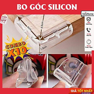 Combo 10 Miếng Bọc Góc Bàn Bằng Silicon Tránh Va Đập An Toàn Cho Bé Và Người Già Kèm Miếng Dán