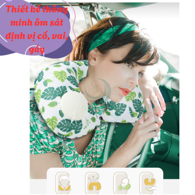 Gối kê cổ bơm hơi du lịch cao cấp Gối cổ hơi tiện lợi đi máy bay, ô tô Gối cổ chống mỏi có van bơm thông minh Gối hơi du lịch gọn nhẹ có thể gập lại- Gối kê cổ hỗ trợ giấc ngủ khi di chuyển