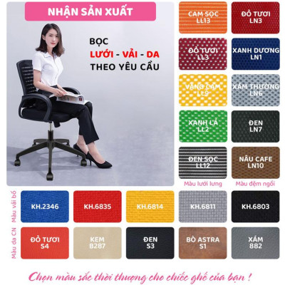 Ghế văn phòng chân xoay lưng trung bọc da SMLIFE Olaf