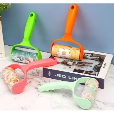 Set cây lăn bụi quần áo kèm 6 lỗi lăn nhiều họa tiết, cây lăn bụi quần áo gra giường siêu sạch