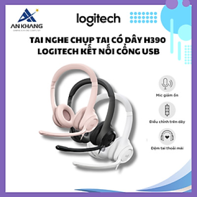 Tai nghe chụp tai có dây H390 Logitech Kết nối cổng Usb, có nút chỉnh âm lượng, Âm thanh kỹ thuật số, Mic Chống Ồn - Hàng Chính Hãng - Bảo Hành 24 Tháng