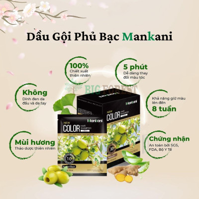 Gói Dầu Gội Nhuộm Tóc, Phủ Bạc Thảo Dược Mankani [Gói 25ml - Nâu Vàng]