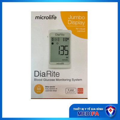 Trọn bộ máy đo đường huyết Microlife Diarite BGT gồm 50 que test và 50 kim tròn lấy máu