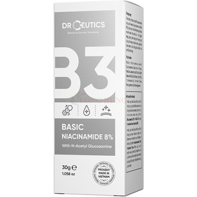 Tinh chất DrCeutics Basic Niacinamide 8% giúp thu nhỏ lỗ chân lông dành cho da dầu và mụn (30g) - Hàng chính hãng