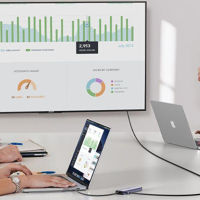 Ugreen UG15598CM512TK USB type C sang 1 x HDMI 4K30Hz + 3 x USB 3.0 + 1 x RJ45 1Gbps + 1 x USB-C PD100W Bộ chuyển 6in1 - HÀNG CHÍNH HÃNG