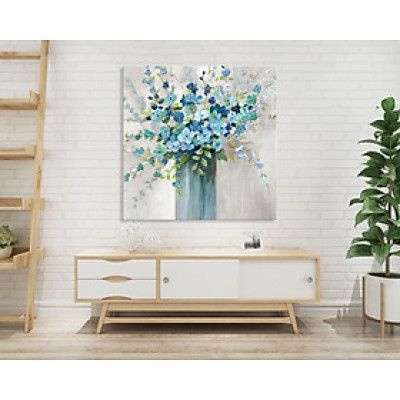 Tranh canvas treo tường  - lọ hoa xanh 