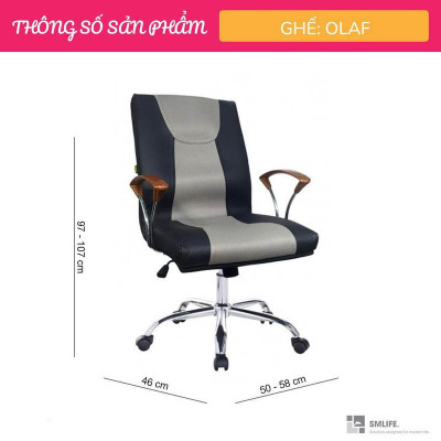 Ghế văn phòng chân xoay lưng trung bọc da SMLIFE Olaf