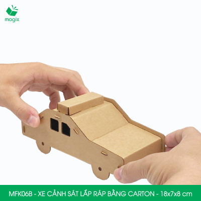 MFK06B - Xe cảnh sát carton - 18x7x8 cm - Đồ chơi lắp ráp mô hình từ bìa carton cứng cao cấp