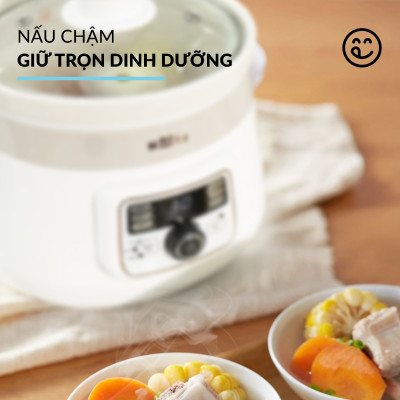 Nồi nấu chậm lòng gốm Hàn Quốc CIM361 dung tích 3L công suất 1000W kho cá, nấu cháo, hầm xương - Hàng chính hãng