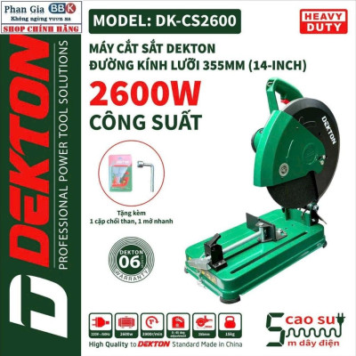 Máy cắt sắt DEKTON CS 2600W, Nặng 15KG, Mô tơ 100% Dây đồng, Bảo hành 12 tháng
