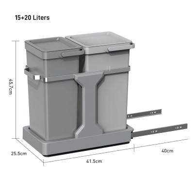 SET 2 THÙNG RÁC TỦ BẾP EKO DECO DUO EK9932 ( 20L + 15L ) Hàng chính hãng