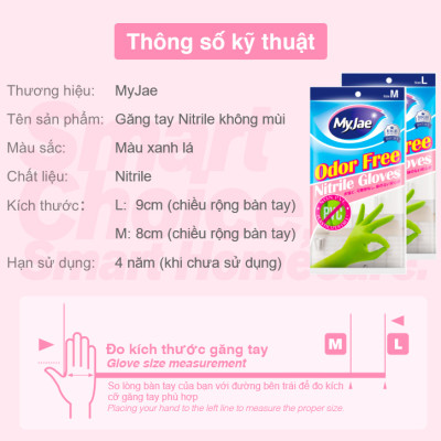 (Chọn Size) Găng tay Nitrile Không Mùi MyJae Rửa Chén, Bát, Dọn Dẹp Nhà Cửa