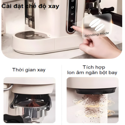 Máy Pha Cà Phê 3-trong-1 HiBREW H14 Espresso-Cappuccino-Latte Kết Hợp Máy Xay Cafe 15 Chế Độ, 1270W - Hàng Nhập Khẩu, Bảo Hành 12 Tháng