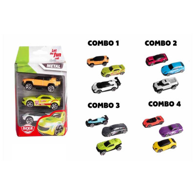 Dickie  Bộ 3 Đồ Chơi Xe Mô Hình  Die-Cast Vehicles 3 Pack 203331000 (Bộ 3 xe ngẫu nhiên)
