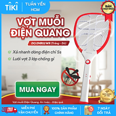 Vợt Muỗi Điện Quang ĐQ EMR02 WR - Trắng Phối Đỏ