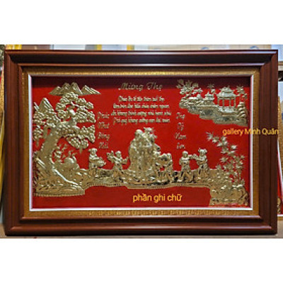 Tranh mừng thọ, chúc thọ bố, mẹ, ông , bà ( bằng đồng vàng liền tấm nguyên chất 100% )