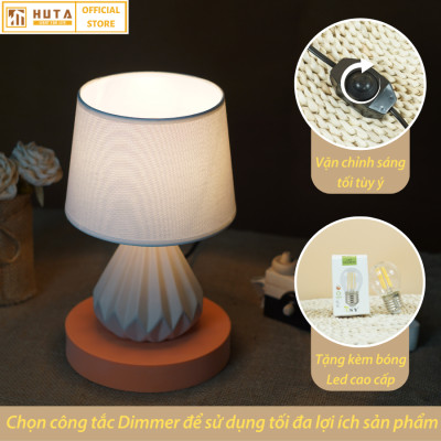 Đèn Ngủ Gốm Sứ HUTA Light For Life S13 Decor Phòng Ngủ, Điều Chỉnh Độ Sáng, Bóng Led Sáng Vàng Tiết Kiệm Điện