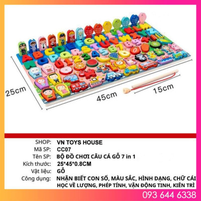 Đồ chơi câu cá gỗ 6in1 và 7in1 đa chức năng cho bé yêu phát triển trí tuệ