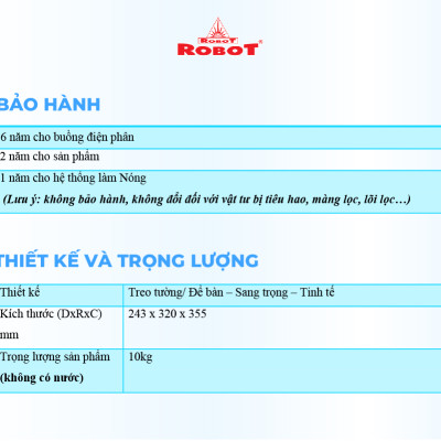 Máy Lọc Nước Điện Giải Ion Kiềm ROBOT IonSmart 510 Nóng Thông Minh - Hàng Chính Hãng