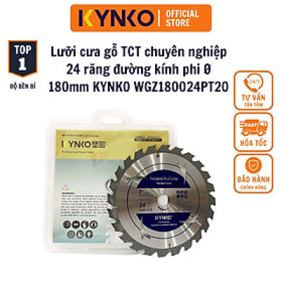 LƯỠI CƯA GỖ TCT CHUYÊN NGHIỆP 24 RĂNG đường kính phi Ø 180mm KYNKO WGZ180024PT20