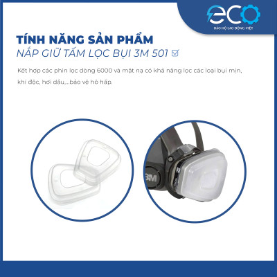 Nắp nhựa 3M 501 (1 cặp) dùng giữ bông lọc 5N11, phòng dịch, chống giọt bắn, lọc bụi mịn pm2.5, khói hàn, xịt sơn