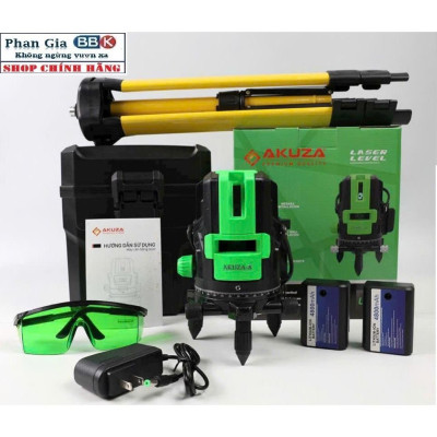 [chính hãƞg] Máy Cân Mực 5 Tia Xanh AKUZA Siêu Sáng, Bộ máy 2 pin, Bảo Hành 1 Năm