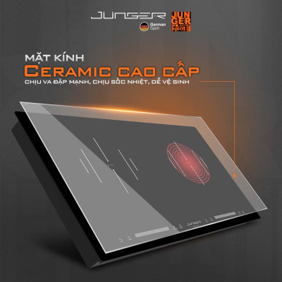 Bếp đôi điện từ hồng ngoại Junger CEJ-204-IF 4200W Không kén nồi Hàng Chính Hãng Bảo Hành 36 Tháng